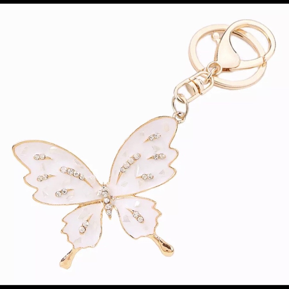 Butterfly off white color keychain